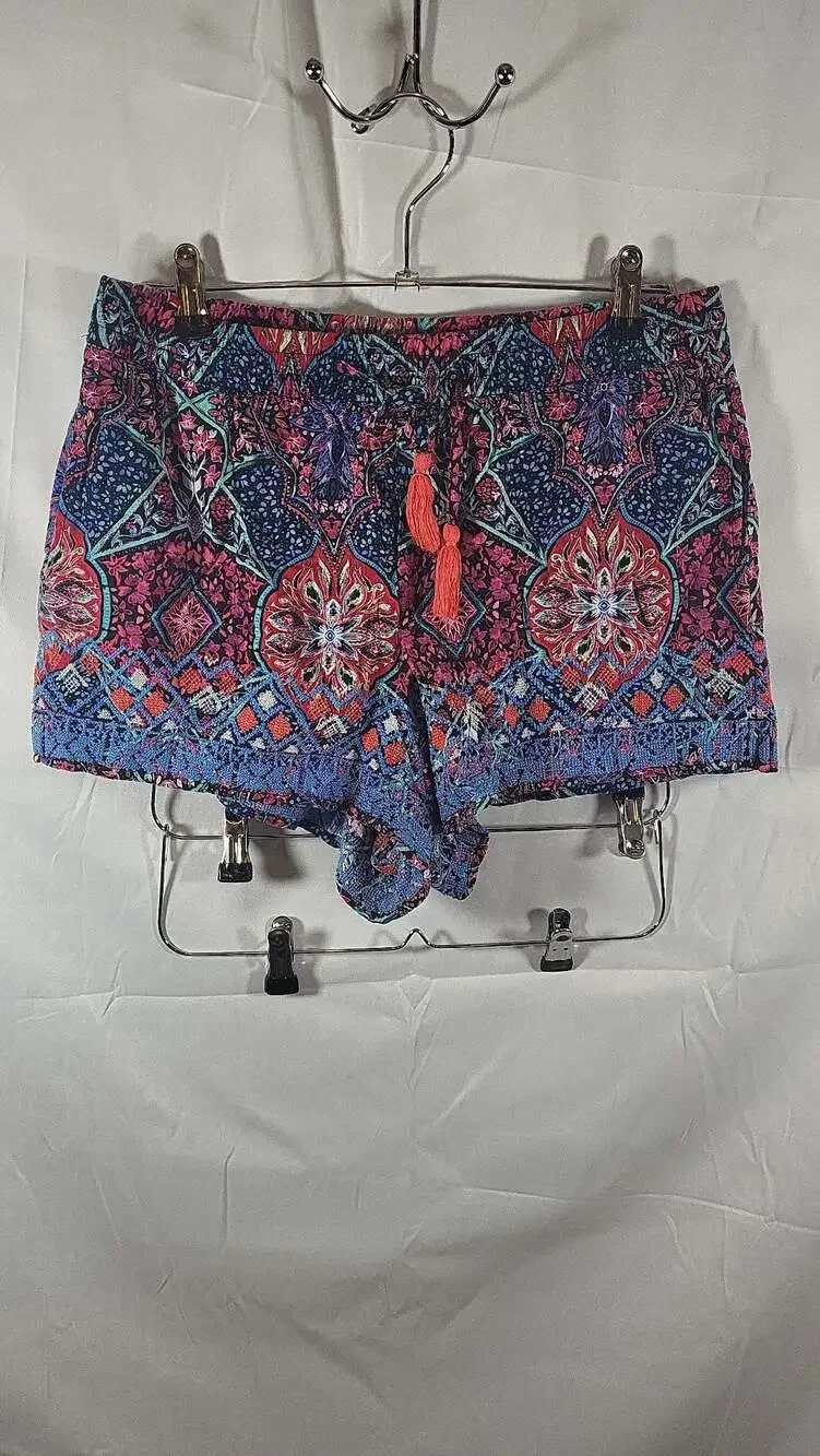 Gap Women's Boho Floral Medallion Tasseled Drawstring Pull-On Shorts, M